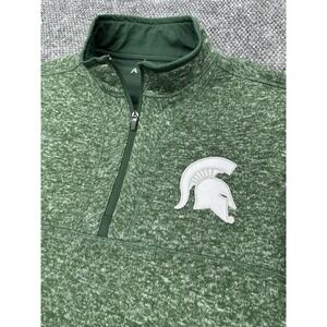 Michigan State Spartans Men's XL Green 1/4 Zip Sweatshirt Jacket Fleece Lined